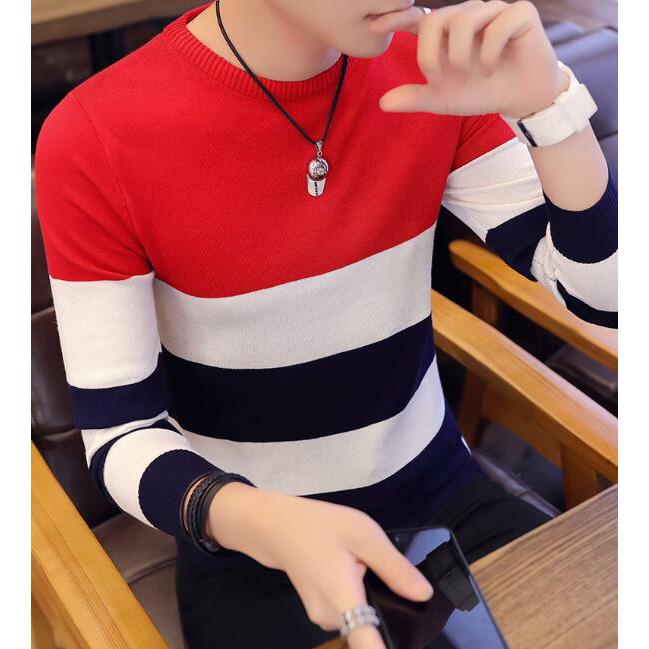 Fashion Brand Sweater Men Pullover Striped Slim Fit Jumpers Knitred Woolen Autumn Casual Men Clothes