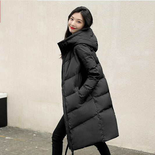 Women's Mid-length Over-the-knee High-end White Duck Down Fashionable Loose Winter Warm Coat