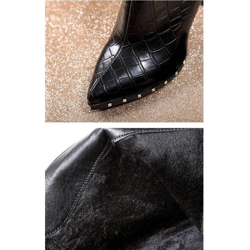 Women's Boots Pointed Toe Ankle Boots Thick Heel High Heels Shoes Woman Female Boots Winter