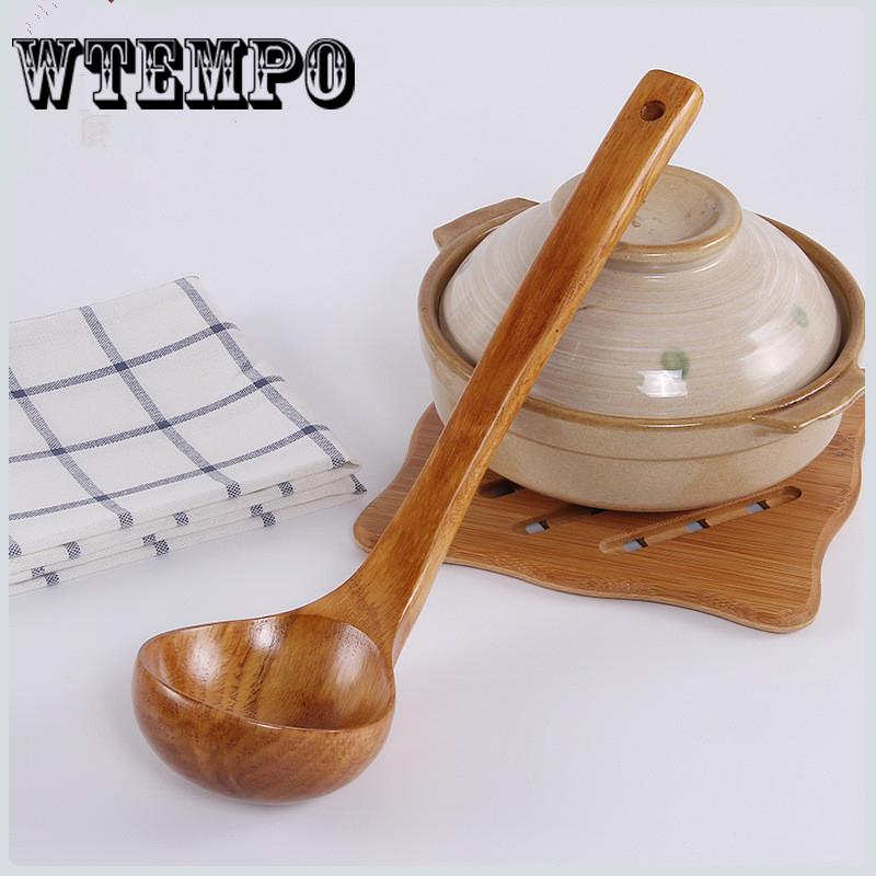 Brand 1Pc Eco-Friendly Wooden Soup Spoon Long Handle Natural Soup Spoons