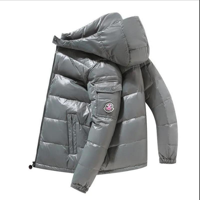 Pure Color Shiny Down Coat Winter Men Down Jacket Thick Warm Jacket White Duck  Down Padded Coat