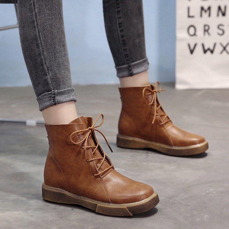 Retro Martin Boots Female British Style Boots Short Boots Flat Women's Boots Ladies Motorcycle Boots