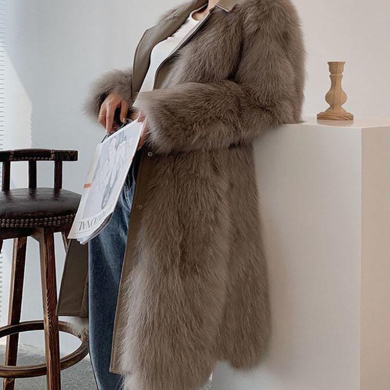 Fur Coat Winter Ladies Vintage Fashion V-neck Thickening Warm Mid-length Fur All-in-one Plush Jacket