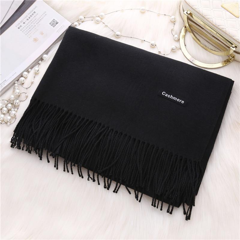 Women Solid Color Cashmere Scarves with Tassel Lady Long Scarf  Female Shawl Men Scarf