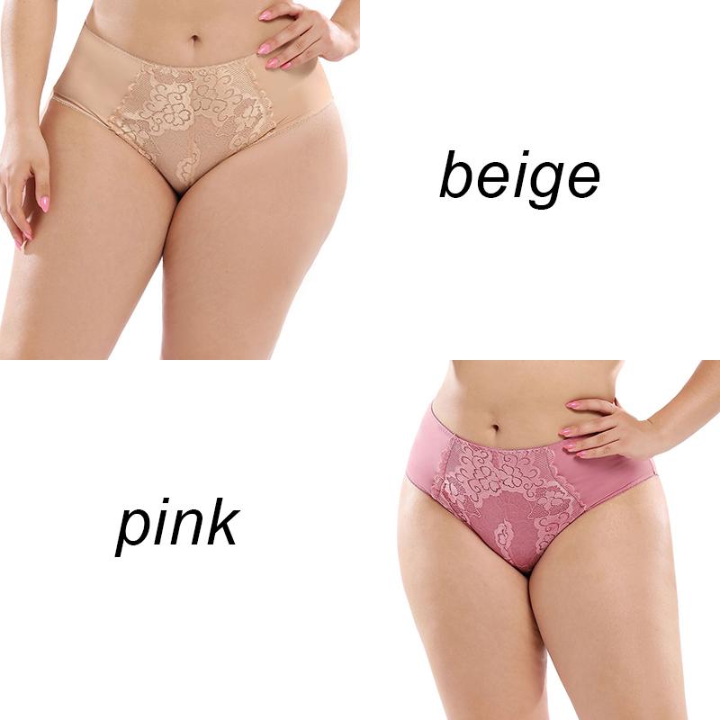 2PCS Plus Size Ladies Panties Sexy High Waist Briefs Fat Ladies Lace Panties L-5XL