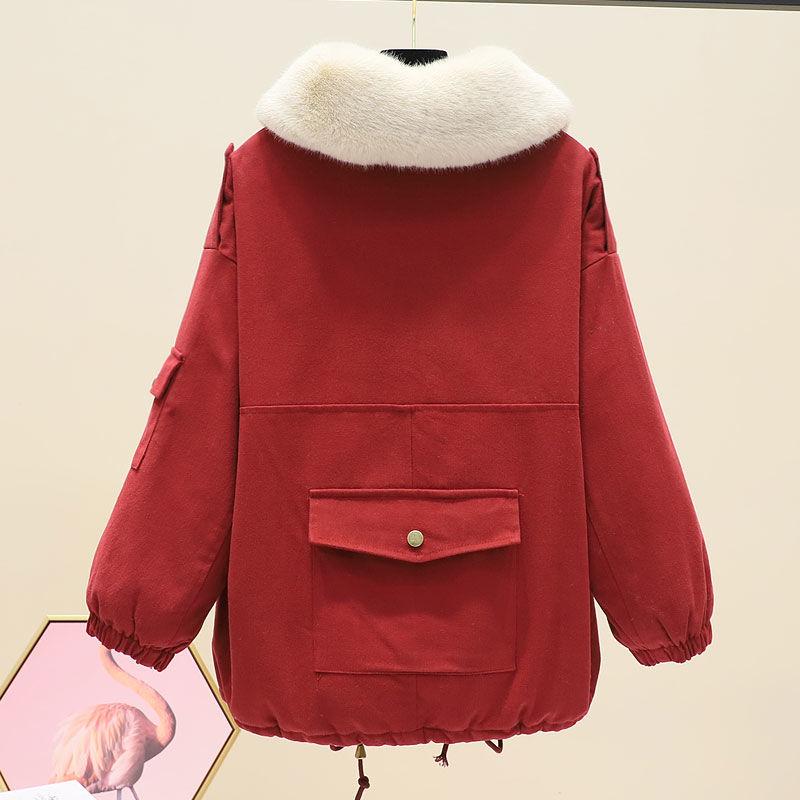 Winter Wear Pie Overcomes The 2021 New Korean Version of Loose Large Size Tooling Pockets Plus Cashmere Cotton Coat To Keep Warm Short Cotton Coat