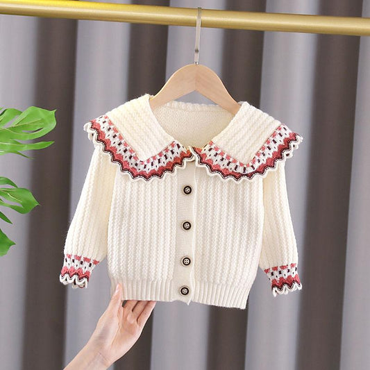 Sweaters Girls' Jacket 2021 Autumn Baby Girl Sweater Knitted Cardigan Spring and Autumn Korean Version