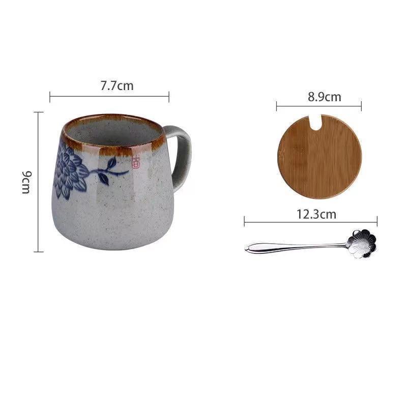 Creative Export Retro Breakfast Cup Large Underglaze Hand Painted Ceramic Mug Oatmeal Cup Chunky Milk Cup