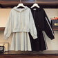 Casual Fashion 2 Pcs Women Set Cardigan Long Sleeve Loose Top + High Waist Hip Elastic Wide Leg Skirt Wild Suit