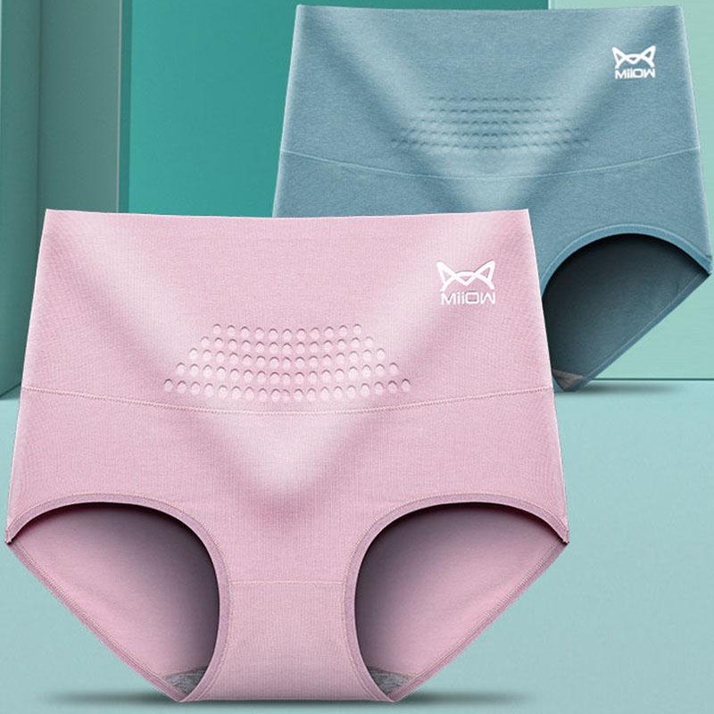 3-pack Women's High-waist Cotton Panties Graphene Antibacterial Bottom Crotch Thermal Underwear Postpartum Belly Shaping Briefs