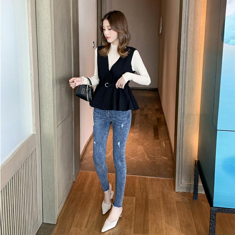 Xiaoxiangfeng Woolen Vest Jacket Spring and Autumn Outer Sleeveless Waistcoat Lace Up All-match Woolen Vest Women