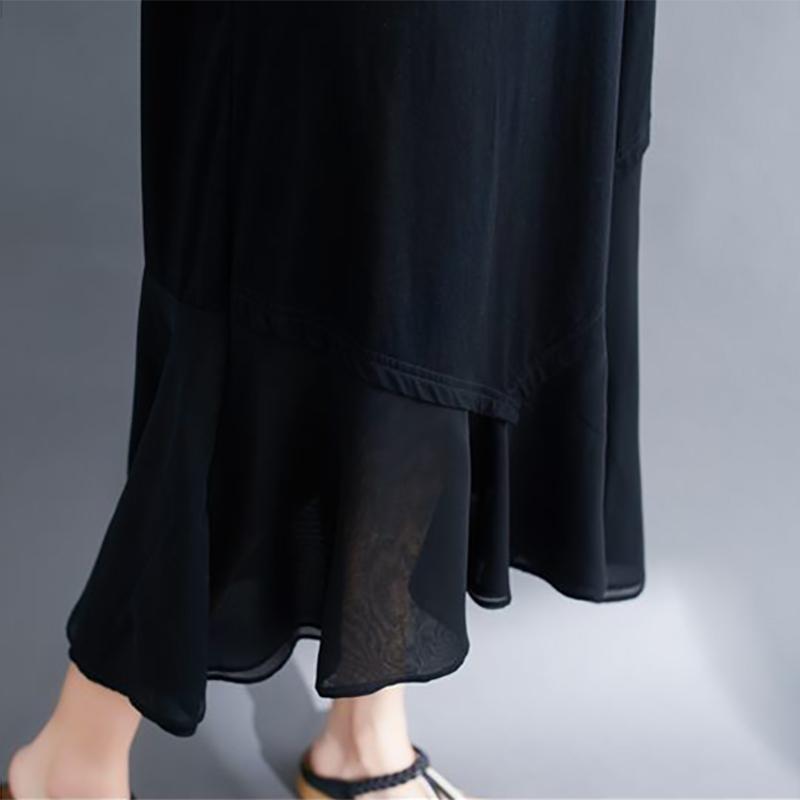 Boho Long Dress for Women O Neck Short Sleeve  Large Hem Beach Long Dress Elegant Women's Dress