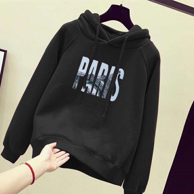 Long Sleeve Warm Hooded Tops Autumn and Winter Cotton Sweater Women's Sweatshirt Wild Large Size