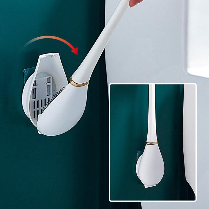 Toilet Brush Wall-mounted Silicone Brush 360 Degree No Dead Angle Toilet Brush Household Net Red Brush Free Punch