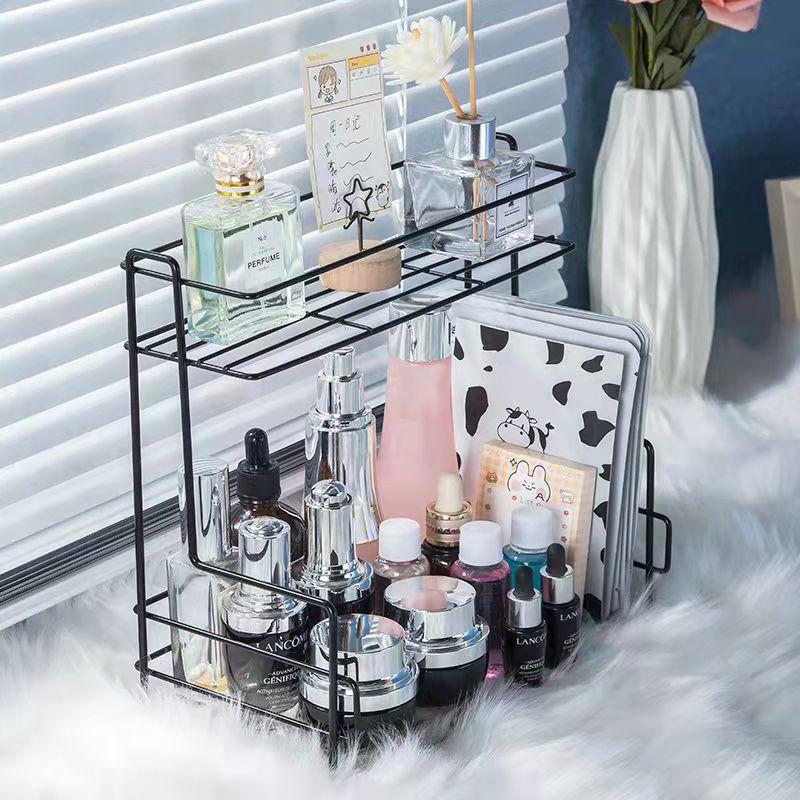 Desktop Bathroom Cosmetic Storage Rack Dormitory Office Storage Double-layer Finishing Rack Kitchen Spice Rack Organizer Study Room Rack