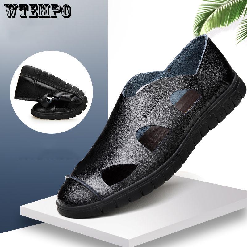 Sandals Summer Men's Quality Shoes Leather Men Sandals Comfortable Slip on Slippers