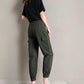 Women Summer Large Size Overalls Loose Solid Color Cropped Pants High Waist Elastic Thin Sports Pants