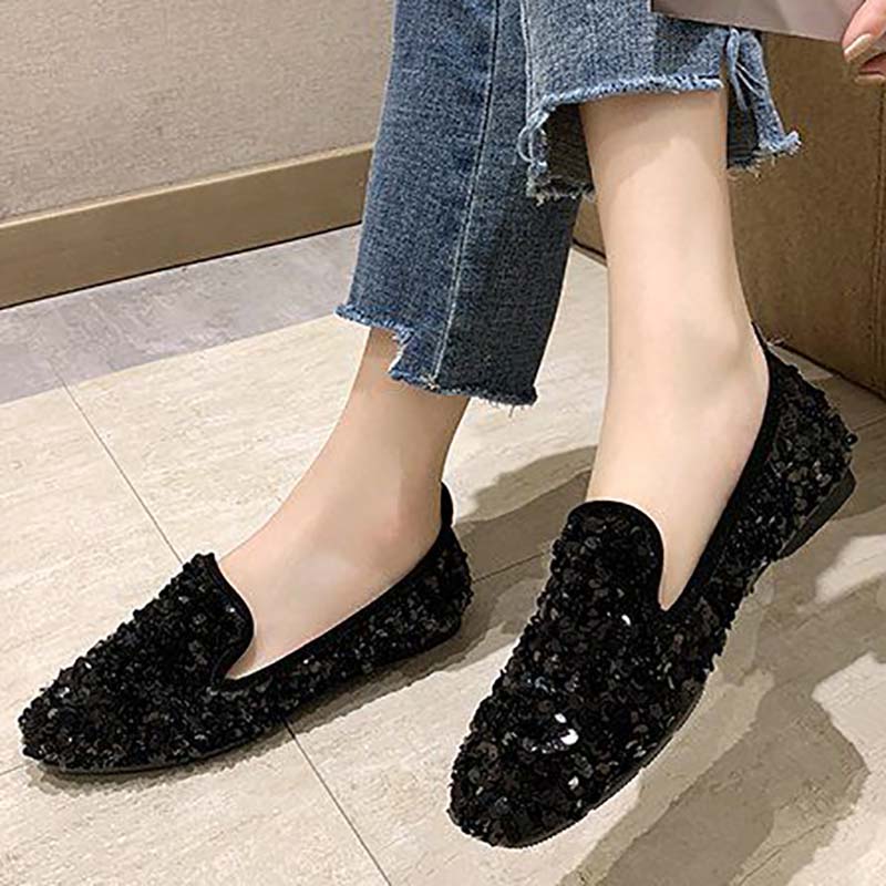 Rhinestone Society Women's Shoes Spring and Summer Korean Style One-legged Peas Shoes Pumps