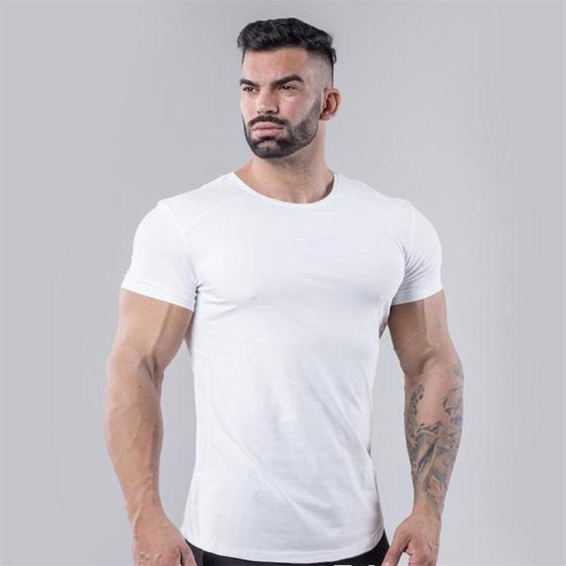 Oversized T-shirt Slim Tees Stretch Shirts Muscle Pullover Casual Undies Half Sleeve Overshirt Solid Color Top Men Clothing