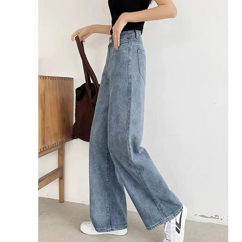 Woman Jeans High Waist Clothes Wide Leg Denim Clothing Blue Streetwear Vintage Quality Fashion Harajuku Straight Pants