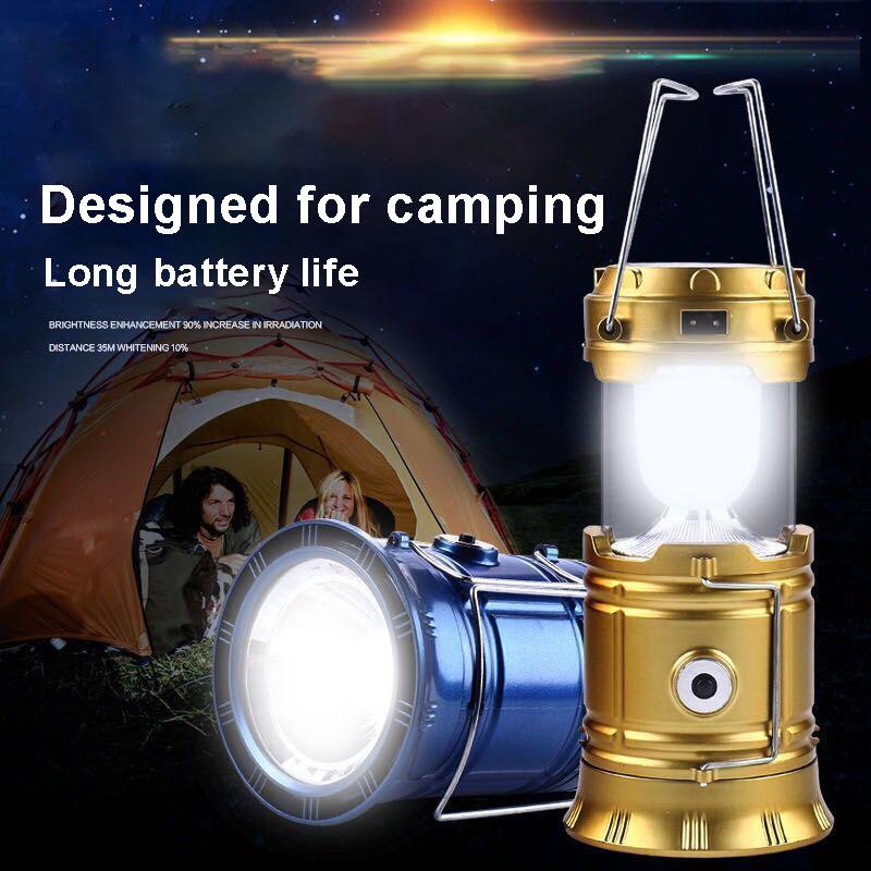 4 In 1 Rechargeable Solar LED Light Camping Light Portable Outdoor Survival Tent Light Retractable Hand Light Searchlight (Can Charge The Phone)