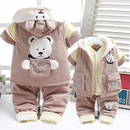 Baby Boy's Autumn and Winter Children's Clothes Autumn Foreign Style Baby Cotton Clothe Winter Thin Cotton Three-piece Suit