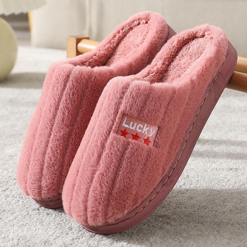 Cotton Slippers Couple Women Winter Home Indoor Warmth Non-slip Thick-soled Shoes Men's Slippers