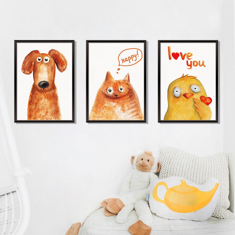 Cute pet animal painting 3D photo frame wall stickers  background decoration removable stickers