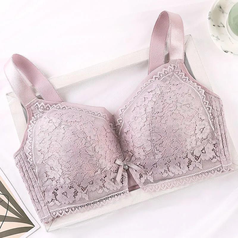 Thin Sexy Lace Large Size Anti-sagging Gathers and Collects Breasts Women's Underwear Bra