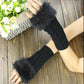 Women's Winter Plush Gloves Woolen Knitted Thickened Arm Sleeves Fake Sleeves Fingerless Mittens Half-finger Lengthened Hand Wrist Warmer Gloves