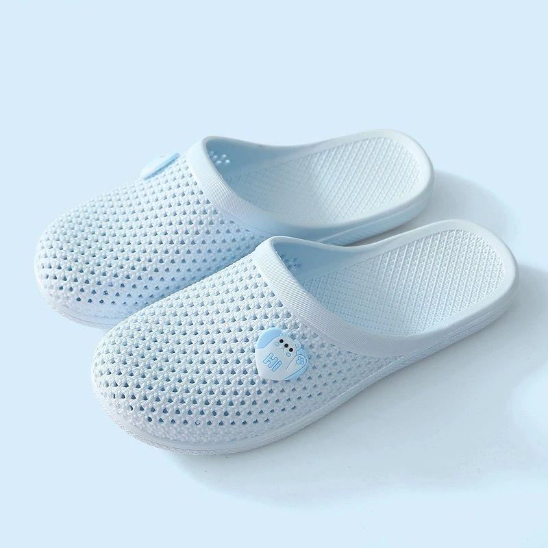 Hole Sandals Slippers Women's Summer Home Non-slip Baotou Outer Wear Bathroom Home Plastic Half-drag Summer Flat Sandals