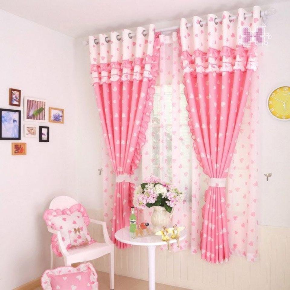 Nordic Pastoral Small Fresh Princess Wind Curtain Girl Bedroom Living Room Bay Window Children's Room Wedding Room Finished Blackout Curtains