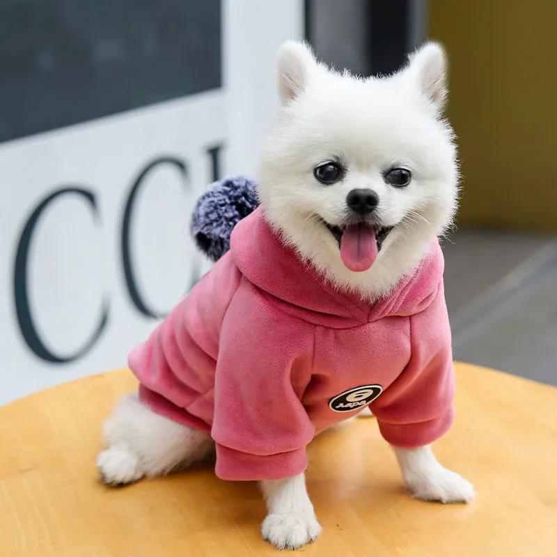 Dog's Warm Jackets Coats Hooded Winter Clothing Cat Hoodies Rompers Two-legged Clothes for Puppy Cats Soft Cotton Jumpsuits with Cap