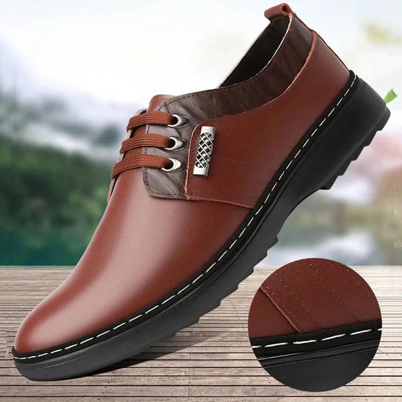 Men's Breathable Leather Shoes Korean Version of The Increase In The Young British Pointed Business Suits Men's Leather Shoes