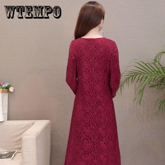 2019 spring and summer new long dresses slim lace large size dress 5XL Women Summer Female vestido