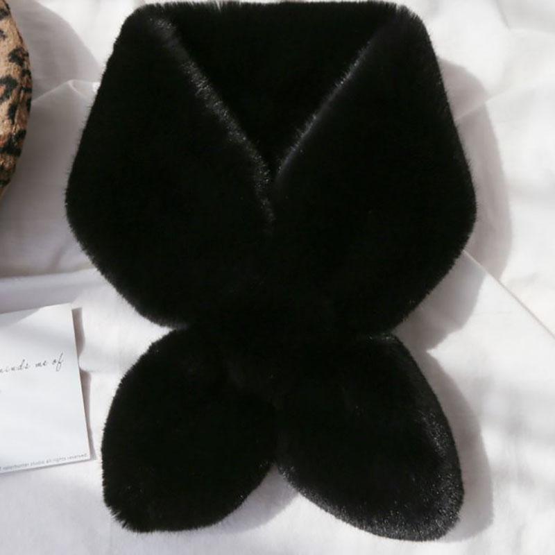 Winter Women's Thick Plush Snood Korean Style Dovetail Rabbit Fur Short Warm Scarf