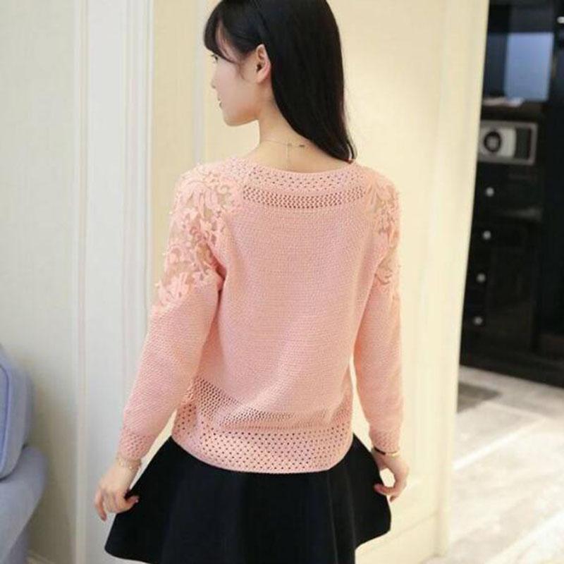 Lace Sweater Sweater Women's Large Size Loose Long-sleeved Shirt Autumn Fashion Hollow