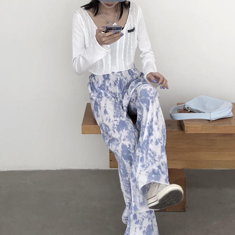 Wide Leg Pants Summer Thin Section Female Students Korean Graffiti Summer Casual Pants Women Loose Wild