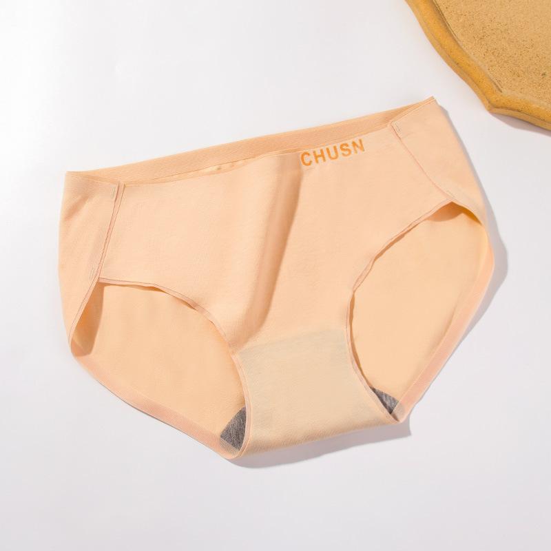 4Pcs/Set Women's Cotton Underpants Girl's Mid-waist Solid Color Panties Breathable Butt-lifting Elastic Briefs