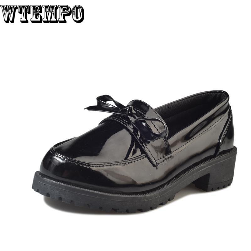 Oxfords Shoes Woman Brogue Shoes High Quality Leather Creepers British Style Buckle Strap Loafers