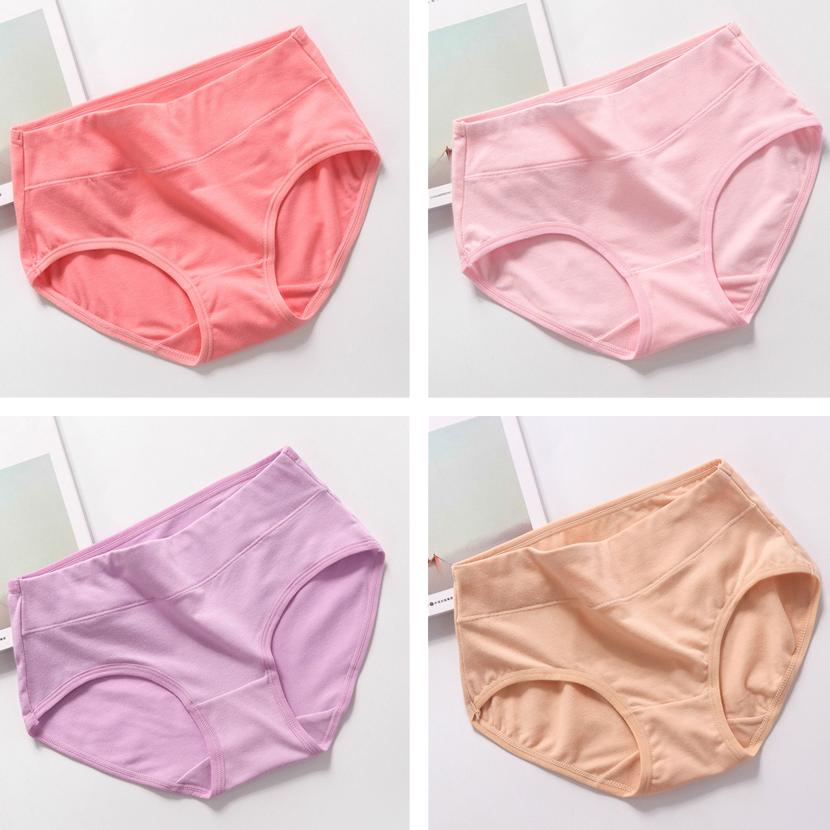 4Pcs/Set Women's Solid Color Seamless Underpants Female Breathable Skin-friendly Panties High-waist Comfortable Cotton Crotch Briefs