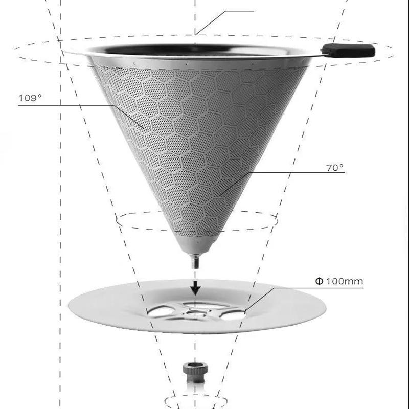 Coffee Filter 304 Stainless Steel Double Drip Filter Coffee Filter Hand Coffee Maker Filter Ultra-fine Mesh