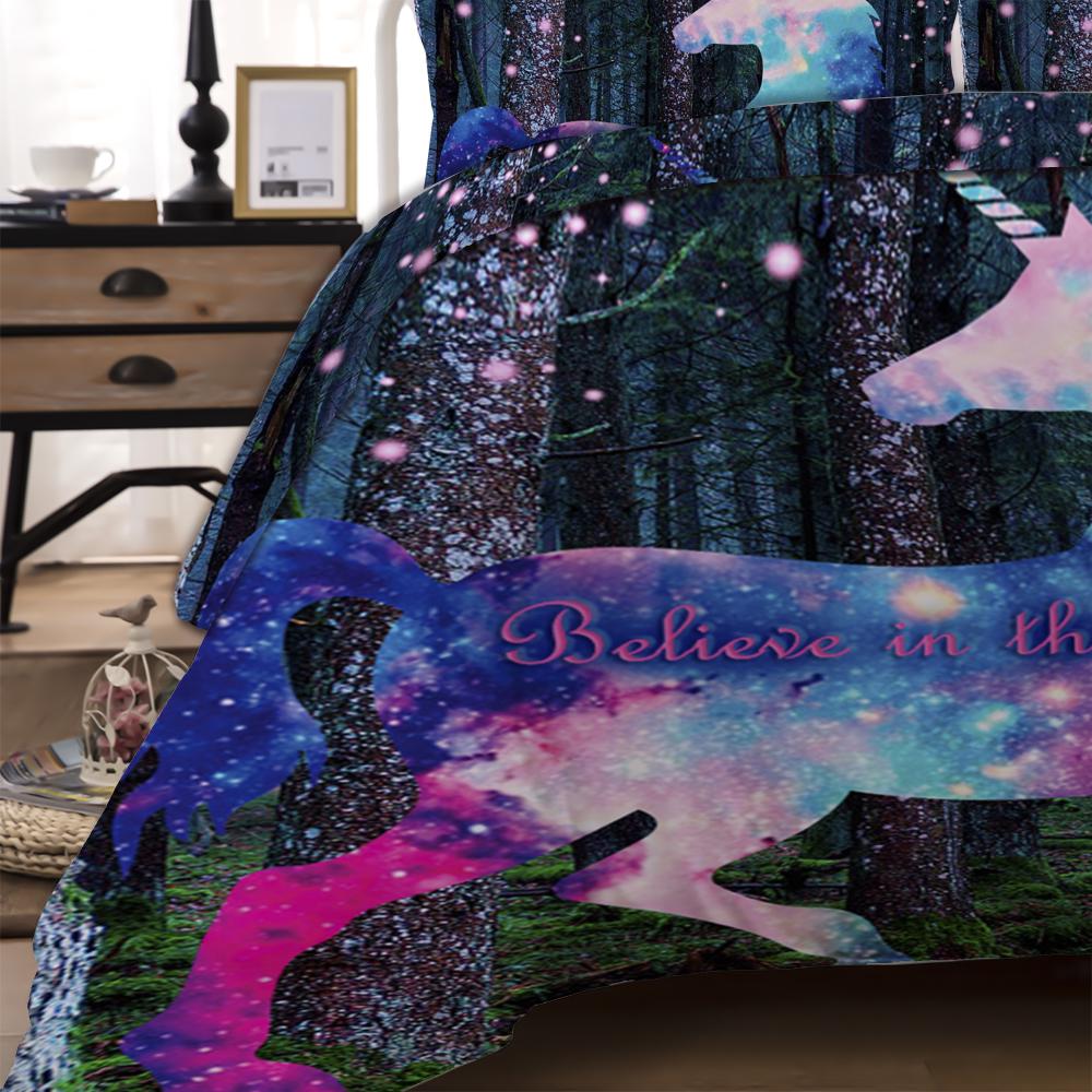 3D Digital Printing Unicorn Bedding Cosmic Unicorn Fantasy Stars Galaxy Bedding Set