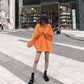 Autumn and Winter Cotton Orange Sweater Long Sleeve Loose Round Neck T-shirt Letter Casual Top