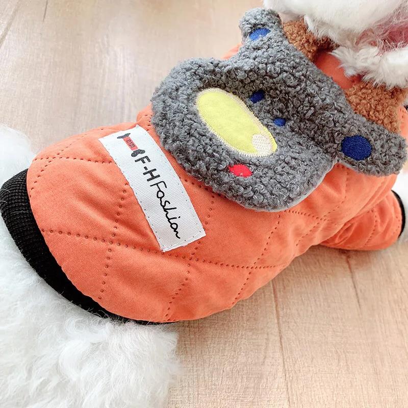 Dog Cat's Winter Clothes Teddy Bichon Small Dog Puppies Coat Pet Autumn and Winter Warm Jacket Outfits Cotton Bear 2 Legs Sleeves Cute Pet Clothing