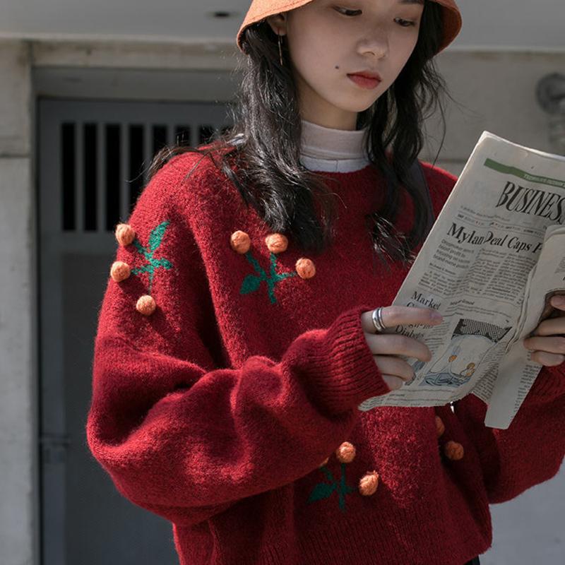 Autumn Winter  Women Fashion Sweater Casual Knitting Sweater  Round Neck Pullovers Loose Casual Long Sleeve Sweater