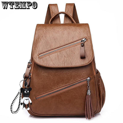 New Fashion Women Leather Backpack Female solid color Bag Ladies Softback Backpacks Mochilas