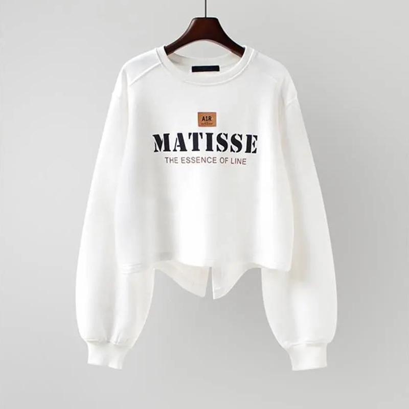 Fashion Oversized  Women Harajuku Crewneck Sweatshirt Lettered Embroidery Printing Loose Korean Pullovers