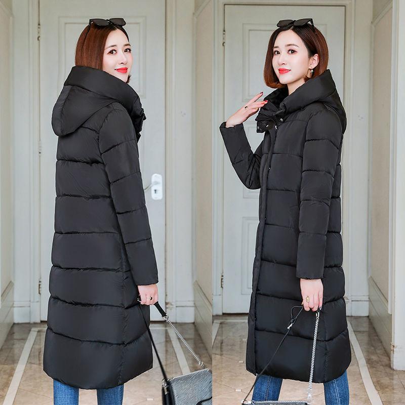 Women's Mid-length Down Jacket Winter Korean Loose Cotton Clothes Casual Hooded Padded Jacket Quilted Jacket