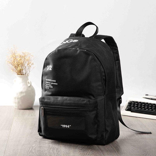 Canvas Backpack Couple Black Large Capacity Waterproof Student Computer Outdoor Sports Travel Bag